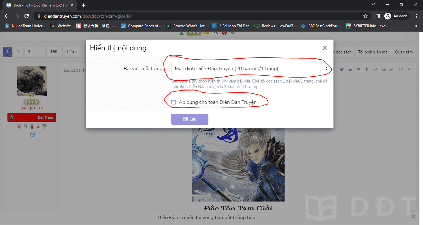 [Diendantruyen.Com] Hướng dẫn đổi chế độ Đọc sách và chỉnh Font khi xem truyện trên Diễn Đàn Truyện